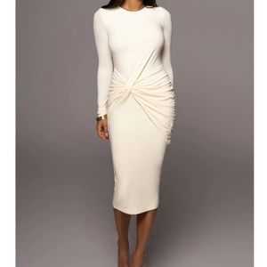NWT JLUXBASIX BUTTERCREAM MODERN LOVERS MIDI DRESS